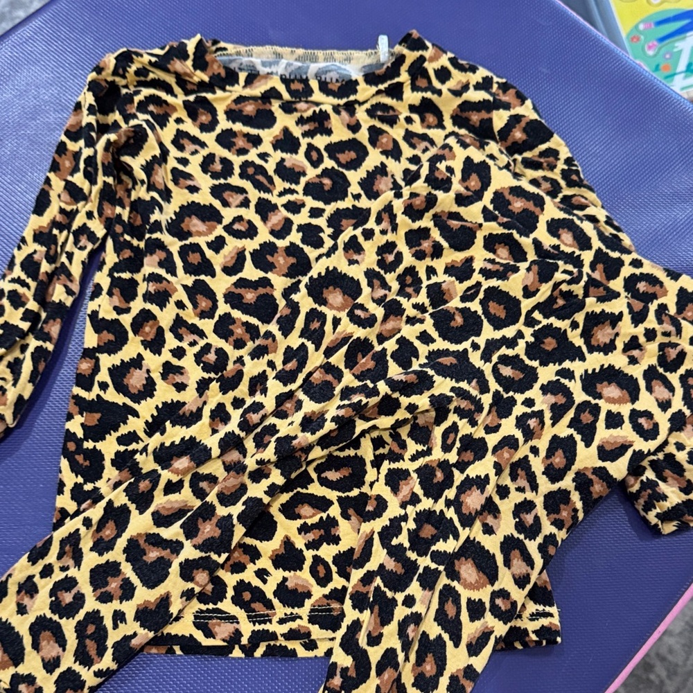 Girls' Leopard Print bamboo pajamas - Yellow/Brown
